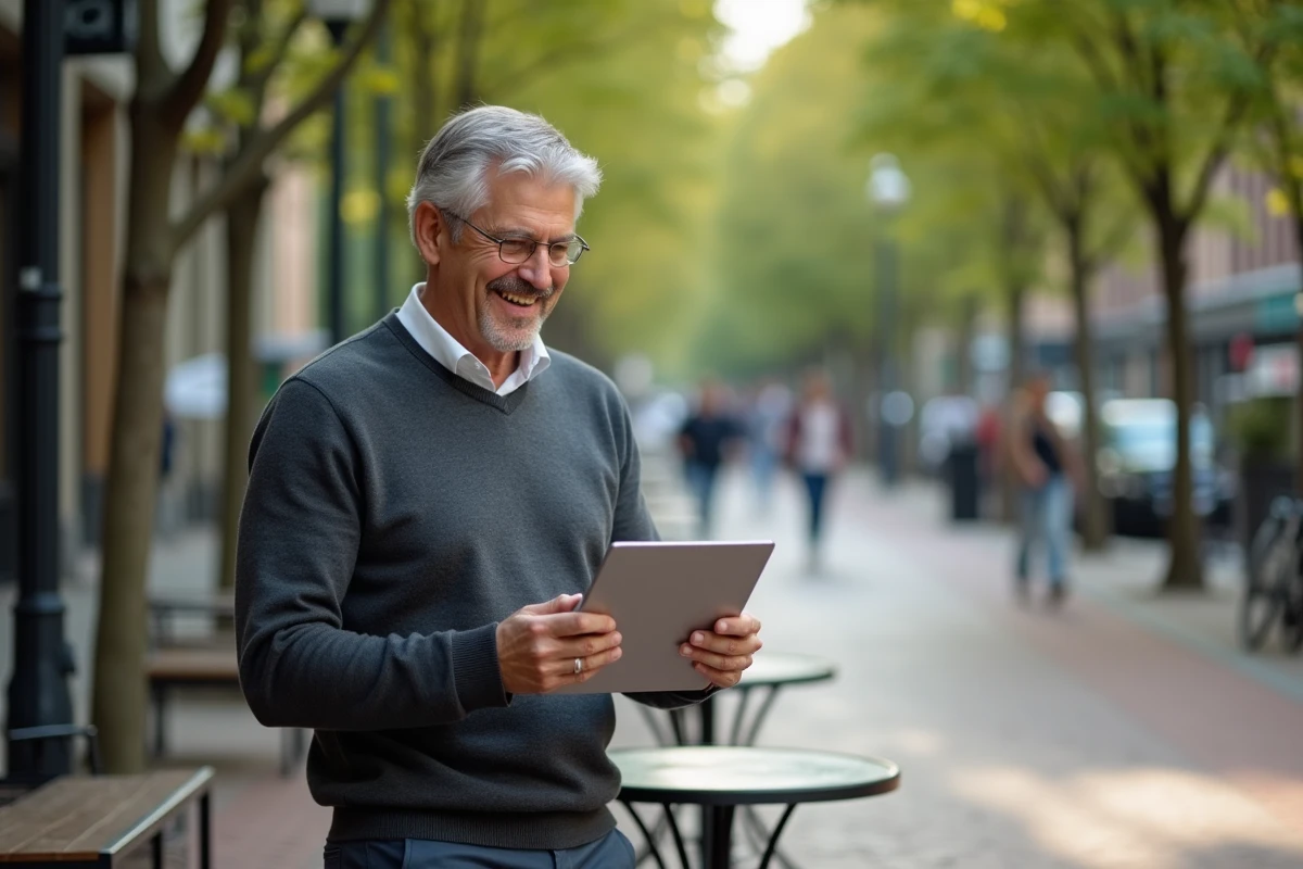 Homme utilisant une tablette pour analyser ses finances